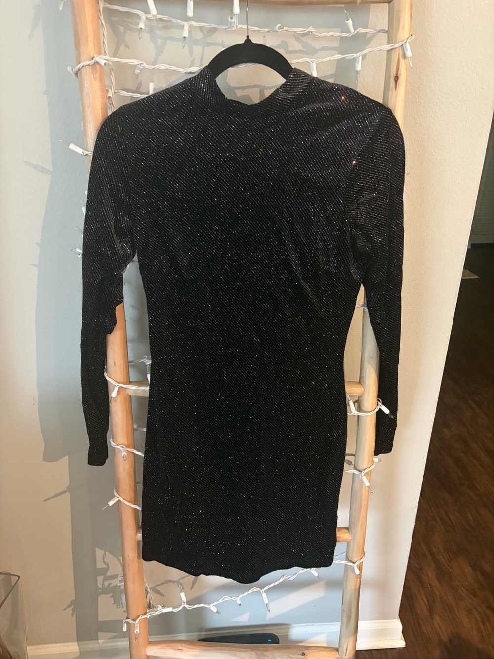 Ke.ned.ik Black Sparkle Long-Sleeve Bodycon Dress